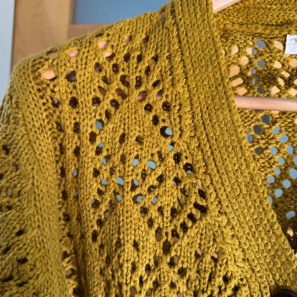 Cost Plus World Market Mustard Lace Cardigan - Picture 3 of 5